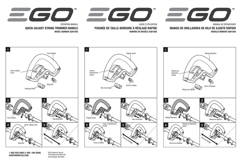 EGO Power+ AQH1500 Auxiliary, Quick-Adjust String Trimmer handle, Black - Image 2